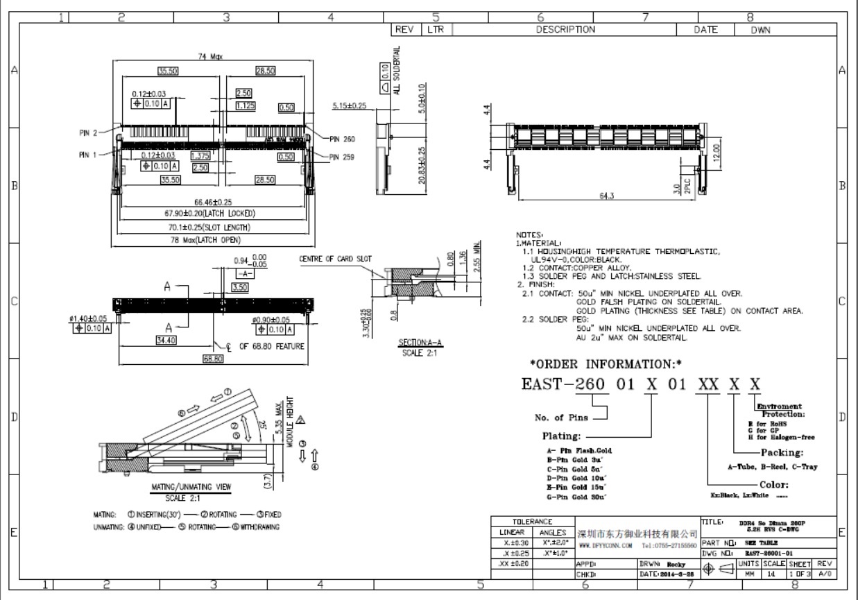 EAST-26001X01XXXX DDR4 So Dimm 260P 5.2H RVS